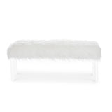 MARILYN UPHOLSTERED WHITE GLAM FAUX FUR BENCH