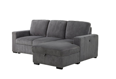U2660 Grey L Sofa Bed Sectional with Pullout