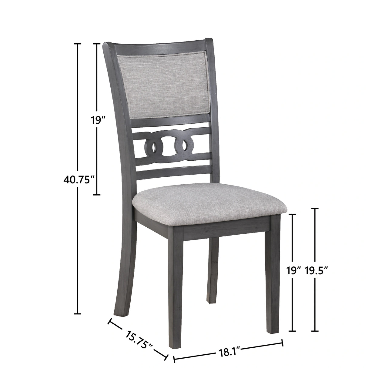 Gia 5 Pc 48" Rectangle Dining Table & 4 Chairs-Gray