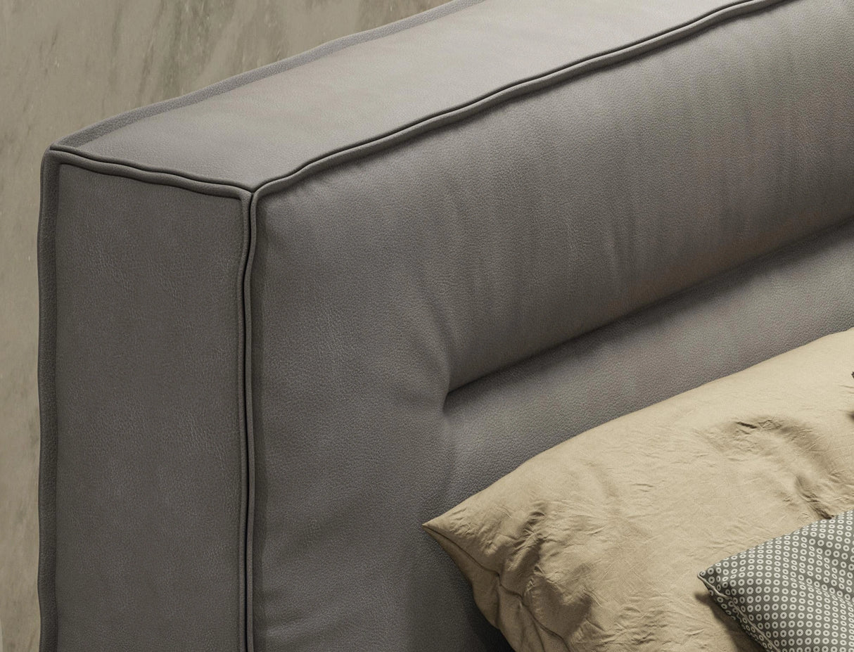 Hollywood - Italian Contemporary Grey Leather Bed
