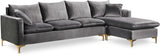 Naomi Grey Velvet 2pc. Reversible Sectional