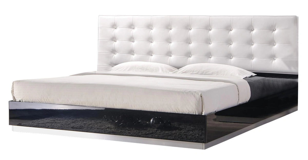J&M Milan Queen Platform Bed in Black Lacquer
