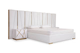 Nixa - Modern White + Gold 4-Piece Bedroom Set