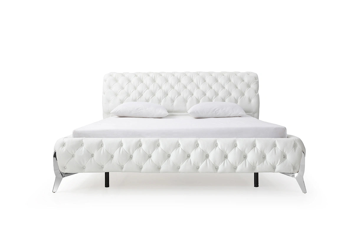 Legend Modern White Bonded Leather Bed