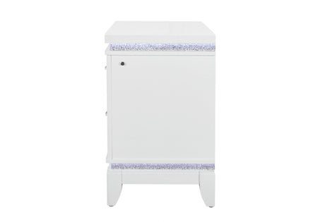 Alina White Nightstand with LED and USB