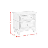 Whit-Ash Bedroom Set with 2 Nightstands in Light Grey