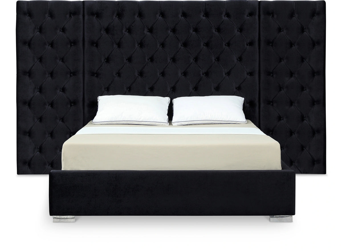 Grande Black Velvet King Bed (3 Boxes)