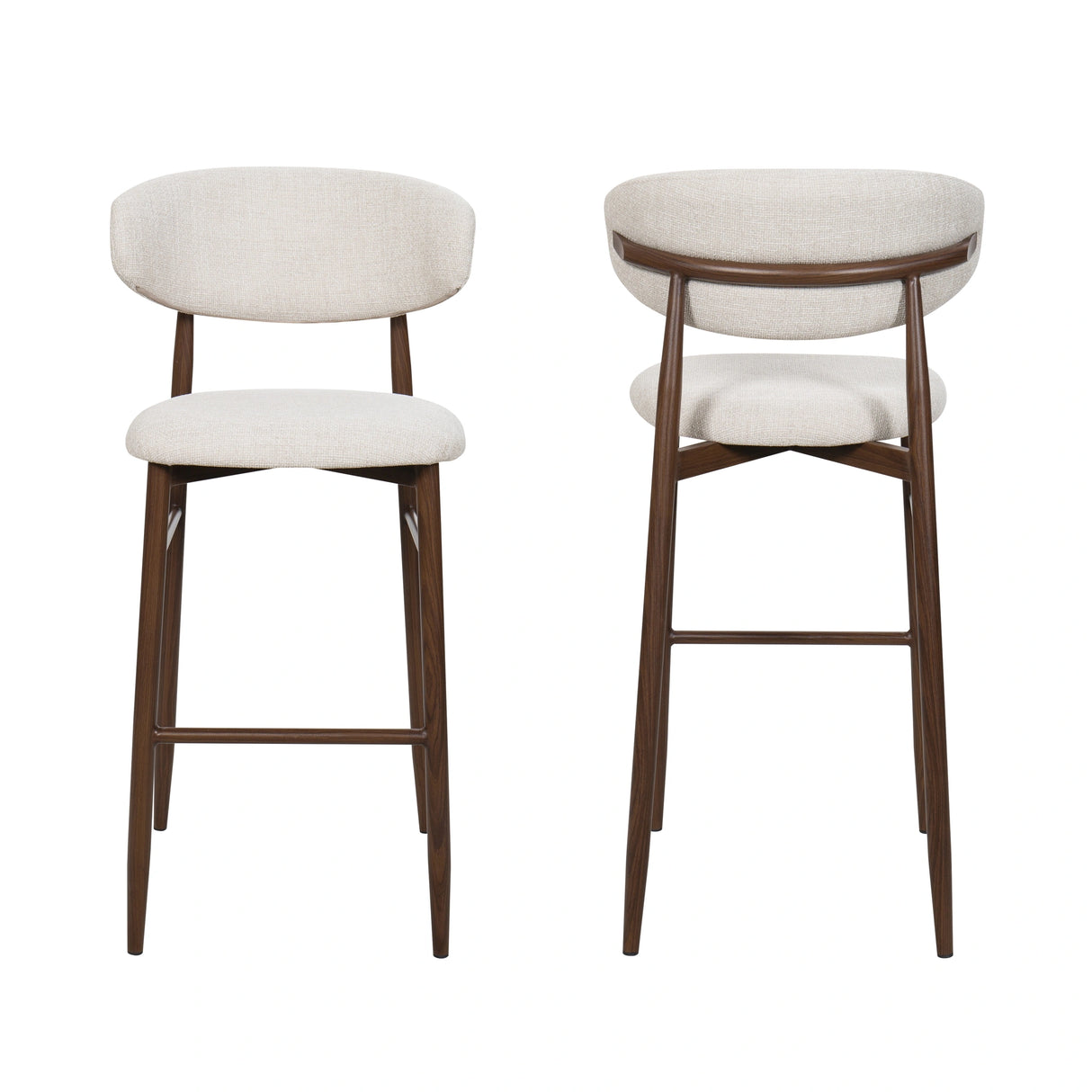 Royce Bar Chair W/Walnut Metal Frame- Beige (2 Per Carton)
