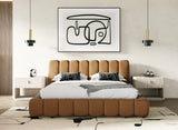 Harris + Roma - Modern Brown Fabric + Faux Travertine 4-Piece Bedroom Set