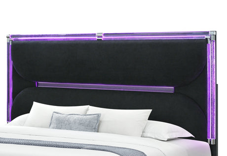 Lando Black Bed with Continuous LED
