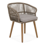 Cascais - Outdoor Light Grey Fabric + Eucalyptus Dining Chair (Set of 2)