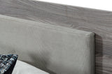 Enzo Italian Modern Grey Oak & Fabric Bed w/ Nightstands