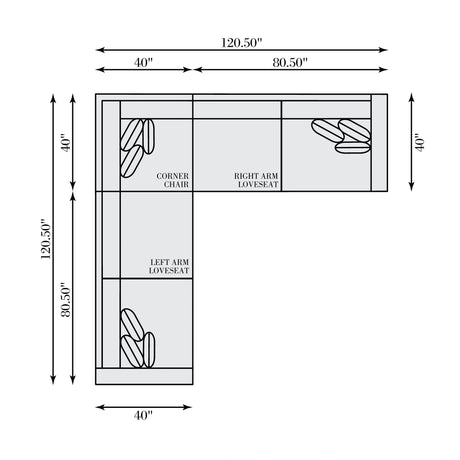 Helena Fabric Sectional Wood Foot