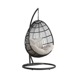 Playa Swing Egg Chair with Base and Pillar - Dark Grey and Olefin Beige