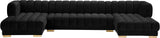 Gwen Black Velvet 3pc. Sectional (3 Boxes)