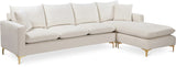 Naomi Cream Velvet 2pc. Reversible Sectional