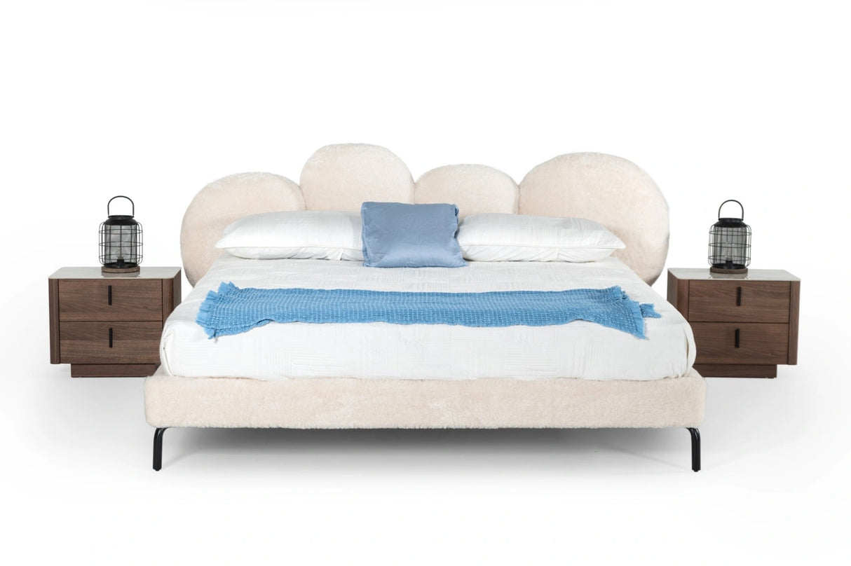 Destiny - Contemporary White Sherpa Bubble Bed