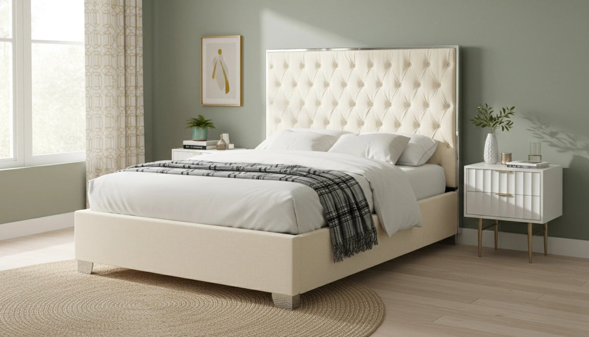 Lexi White Velvet Full Bed