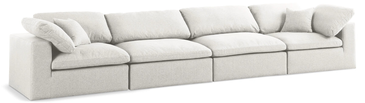 Serene Cream Linen Fabric Deluxe Cloud Modular Sofa