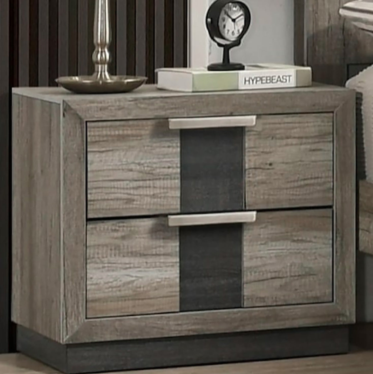 Crown Mark Furniture Rangley 2 Drawer Nightstand in Brown