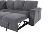 U2660 Grey Sectional W/O Chaise and W/ Pullout Sofa Bed