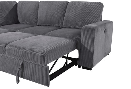 U2660 Grey Sectional W/Pull Out Sofa Bed