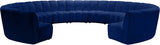 Infinity Navy Velvet 11pc. Modular Sectional