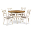 Cori Round Dining 5 Pc Set-Bisque/Brown