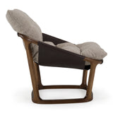Newman - Modern Beige Fabric + Dark Brown Faux Leather + Ash Accent Chair