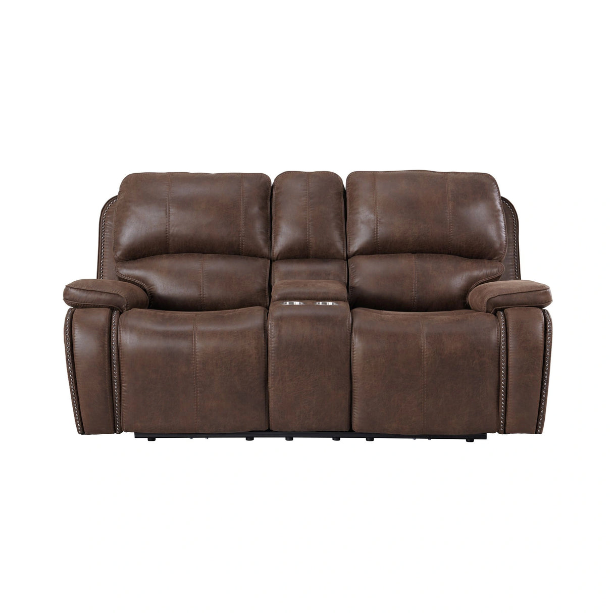 Atlantis Power Motion Loveseat with Power Motion Head Recliner & Console in Heritage Brown