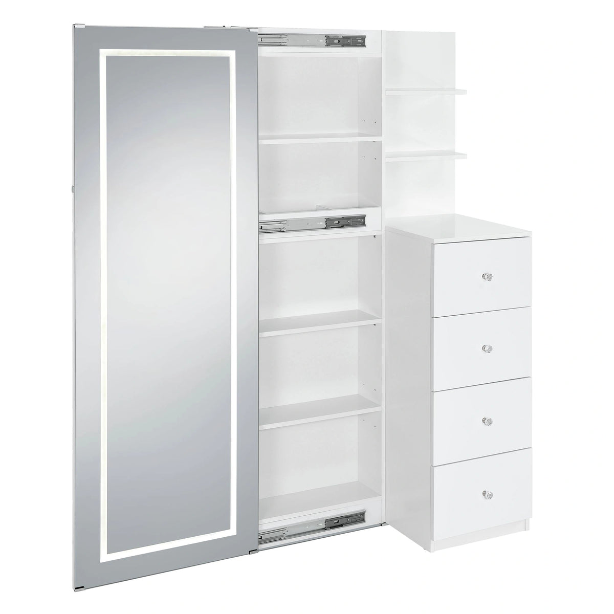 Vancouver Floor Mirror With Storage in White