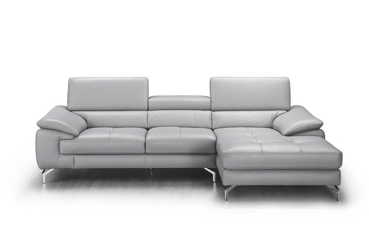 J&M Furniture Liam Right Hand Facing Chaise Sectional in Light Grey