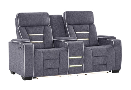 U1895 Grey P2 Console Reclining Loveseat with IS and LED