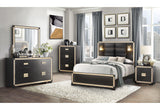 Blake Black Bed with Lamps