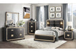 Blake Black/Gold King Bed with Lamps, Dresser, Mirror, 2 Nightstand