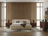 Yolonda + Soria - Modern Beige Fabric + Walnut 4-Piece Bedroom Set