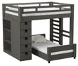 Elements International Cali Kids Twin Over Twin Bookcase Loft Bed in Sleek Gray image