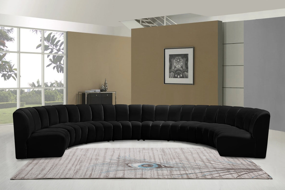 Infinity Black Velvet 8pc. Modular Sectional