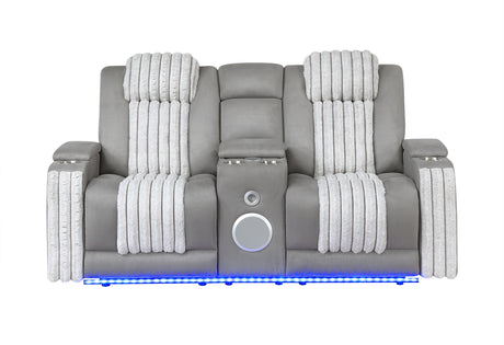 U8000 Pwr Console Rec Loveseat with PHR, LED and Speaker
