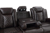 JOSHUA LEATHER SOFA W/DUAL RECLINER-DK BROWN