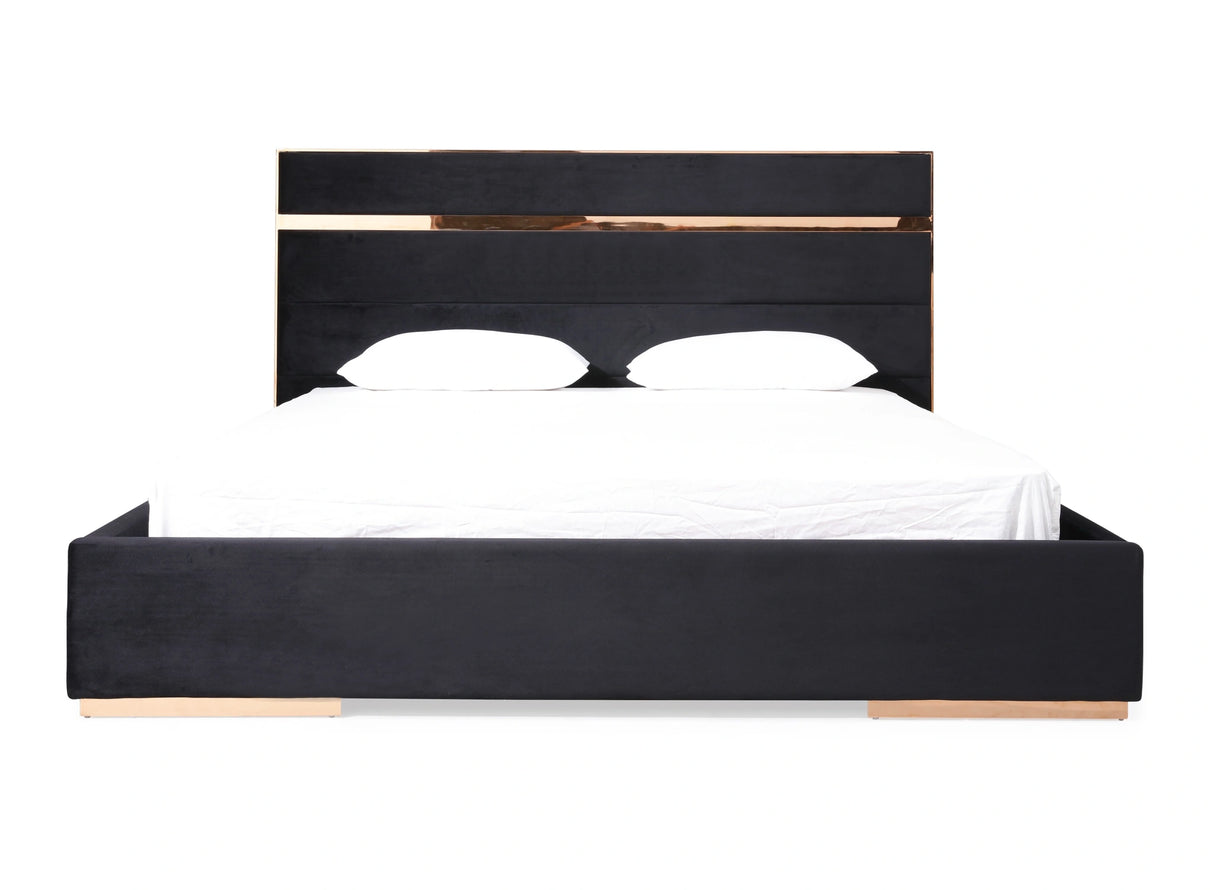 Cartier Modern Black Velvet & Rosegold Bed