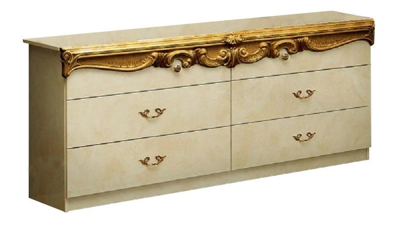 ESF Furniture Barocco Double Dresser in Ivory w/ Gold