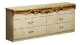 ESF Furniture Barocco Double Dresser in Ivory w/ Gold