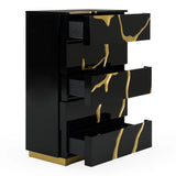 Aspen - Modern Black & Gold Wide Chest