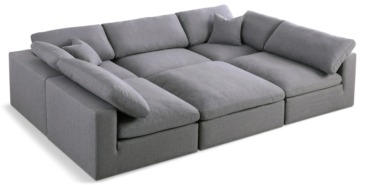 Serene Grey Linen Fabric Deluxe Cloud Modular Sectional