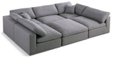 Serene Grey Linen Fabric Deluxe Cloud Modular Sectional