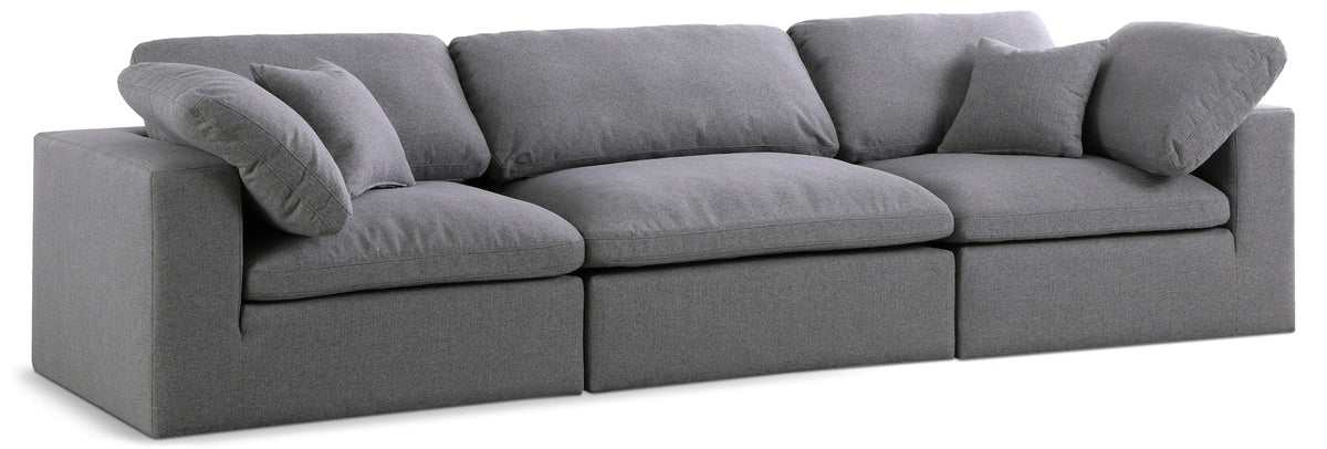 Serene Grey Linen Fabric Deluxe Cloud Modular Sofa