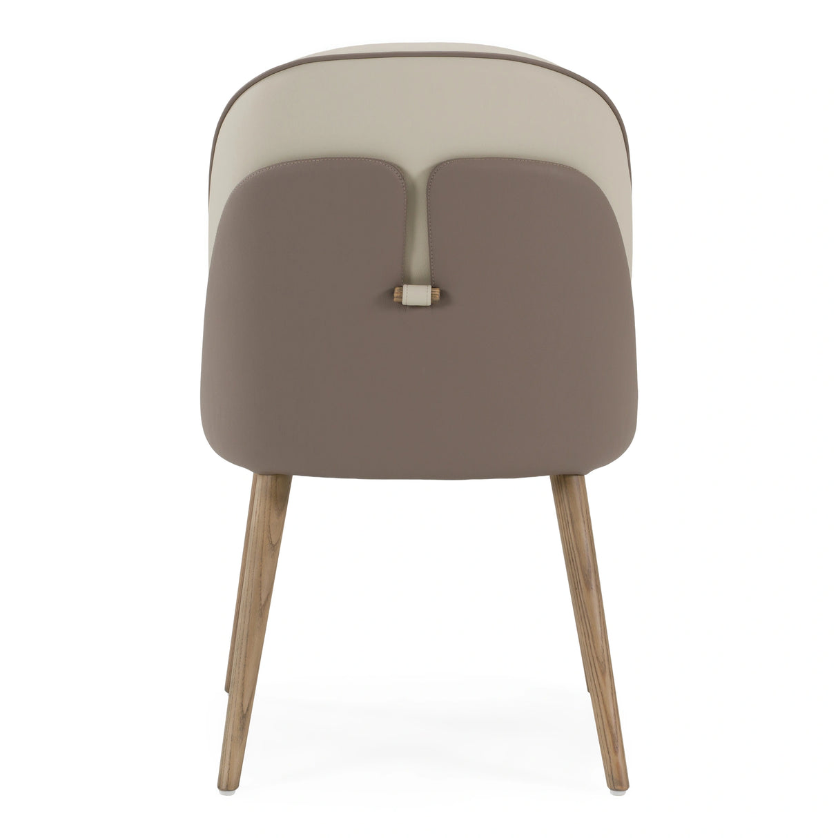 Pangea - Mid-Century Modern Cream & Taupe Vegan Leather + Grey Ash Dining Chair (Set of 2)