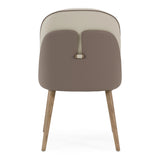 Pangea - Mid-Century Modern Cream & Taupe Vegan Leather + Grey Ash Dining Chair (Set of 2)