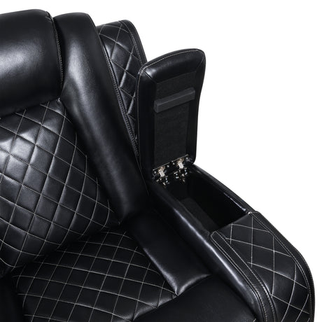 Orion Ii Console Loveseat W/ Dual Recliners-Black